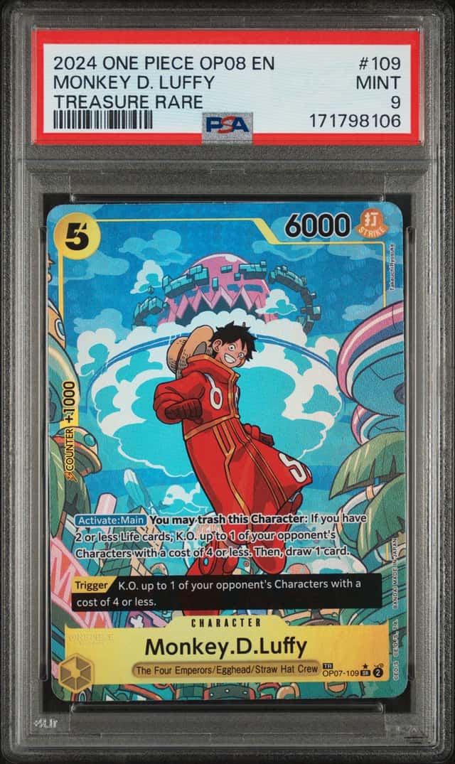 2024 One Piece Two Legends Monkey D. Luffy Treasure Rare #OP07-109 PSA 9