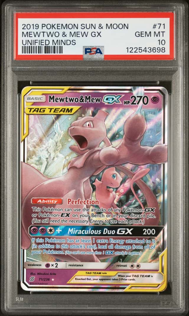 Pokemon 2019 Mewtwo & Mew GX 71/236 Tag Team Unified Minds GEM MINT PSA 10