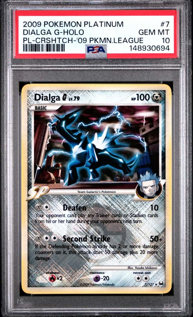 2009 POKEMON PLATINUM CROSSHATCH-2009 POKEMON LEAGUE #7 DIALGA G-HOLO PSA 10