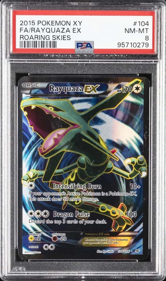 2015 POKEMON XY ROARING SKIES #104 FULL ART/RAYQUAZA EX PSA 8