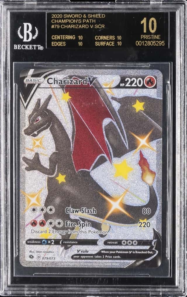 2020 POKEMON SWORD & SHIELD CHAMPION'S PATH FA/CHARIZARD V BGS 10 BLACK LABEL