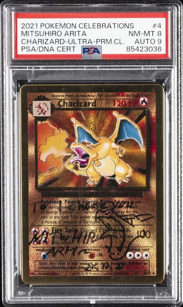 2021 POKEMON CELEBRATIONS ULTRA-PREMIUM COLLECTION #4 CHARIZARD PSA 8 AUTO 9