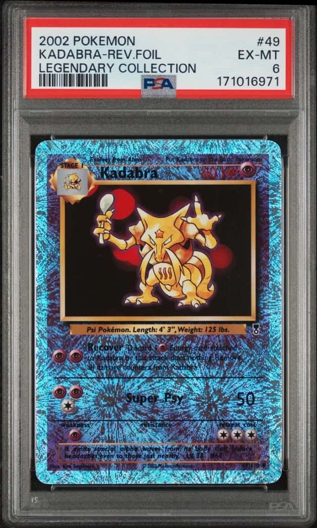2002 POKEMON LEGENDARY COLLECTION #49 KADABRA-REVERSE FOIL PSA 6