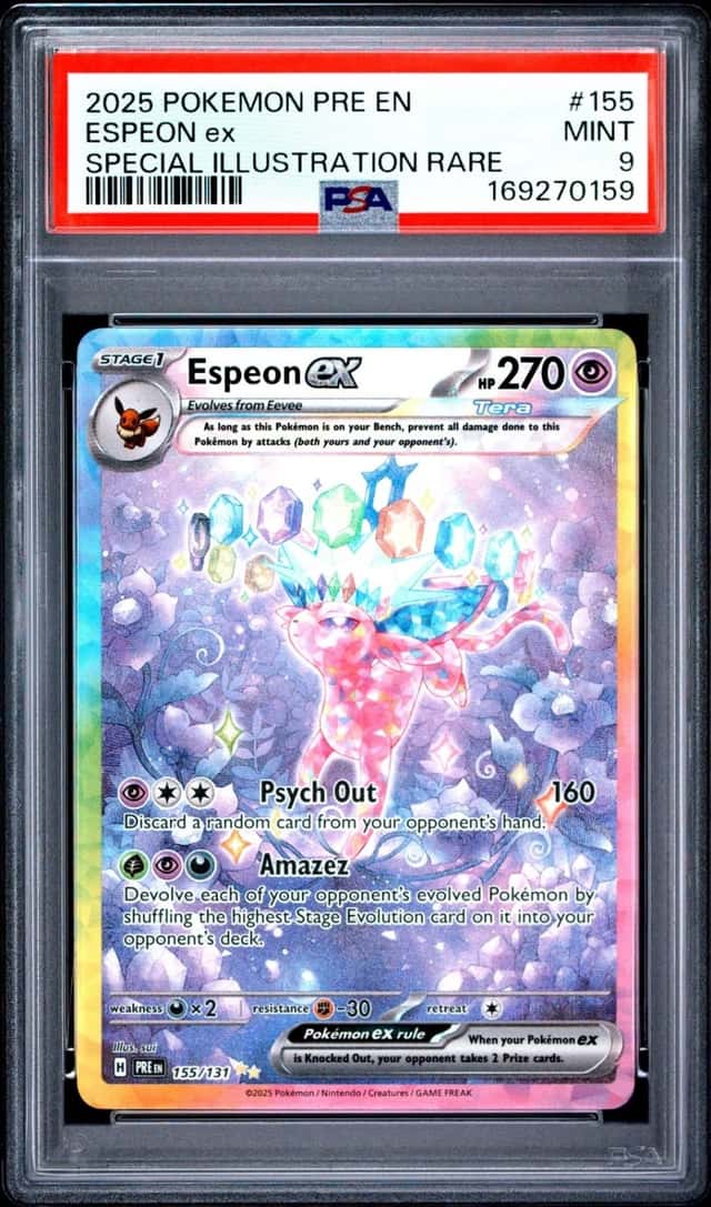 2025 POKEMON PRISMATIC EVOLUTIONS SPECIAL ILLUSTRATION RARE ESPEON EX PSA 9