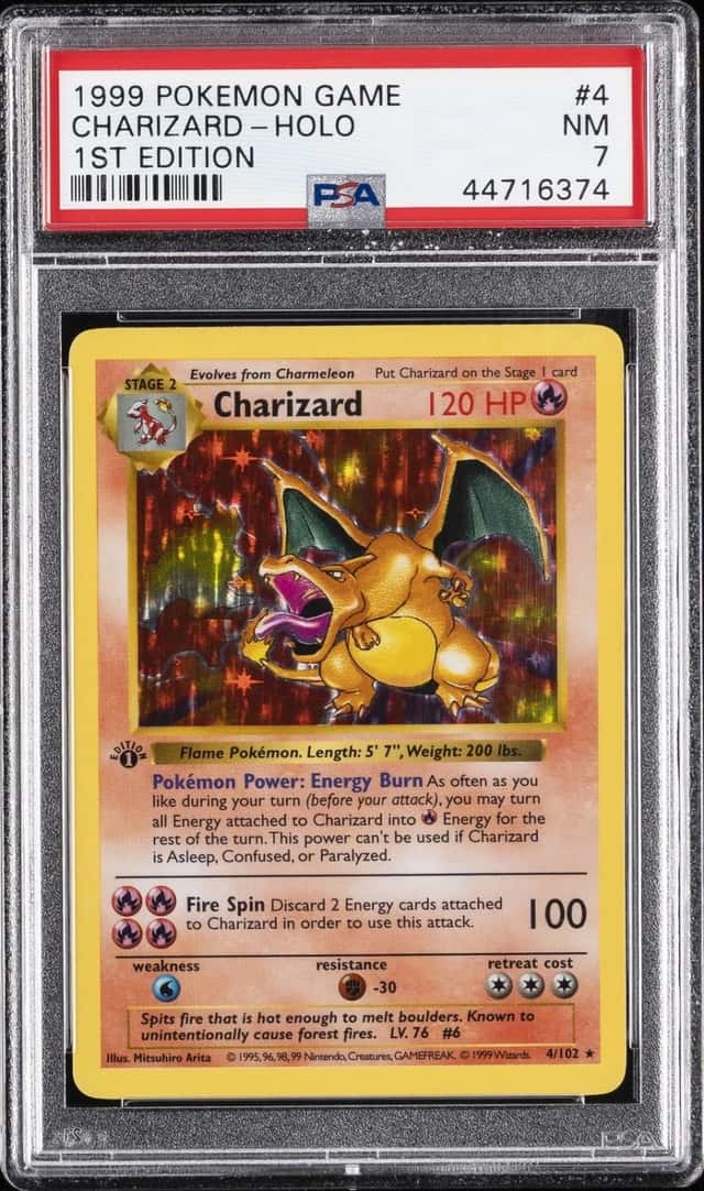 1999 POKEMON BASE SET 1ST EDITION #4 CHARIZARD-HOLO PSA 7