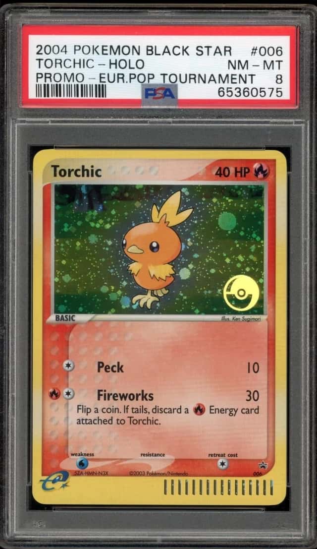 Pokemon Torchic Holo Black Star Promo 006 European Pop Tournament PSA 8