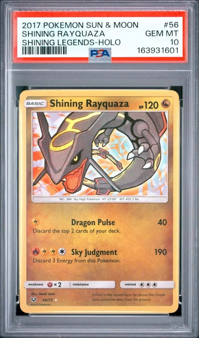 2017 POKEMON SUN & MOON SHINING LEGENDS #56 SHINING RAYQUAZA-HOLO PSA 10