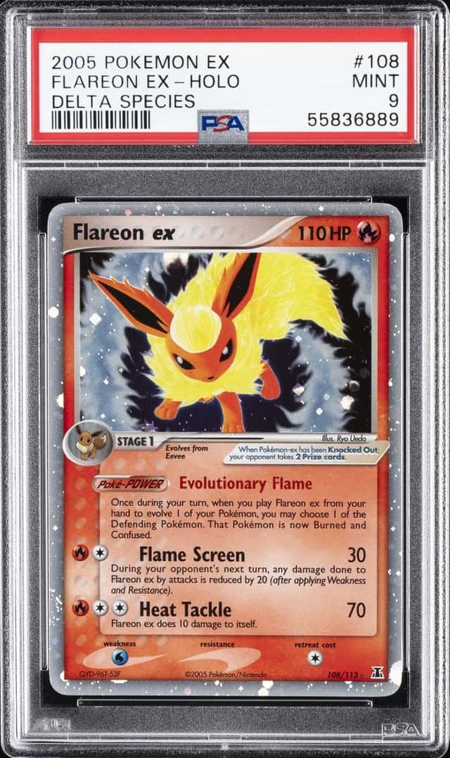 2005 POKEMON EX DELTA SPECIES #108 FLAREON EX-HOLO PSA 9