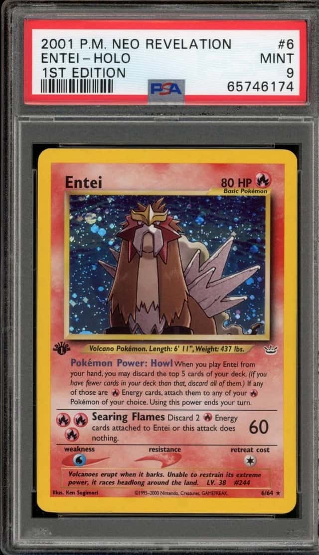 Pokemon Entei Holo Neo Revelation 6/64 1st Edition PSA 9 Mint