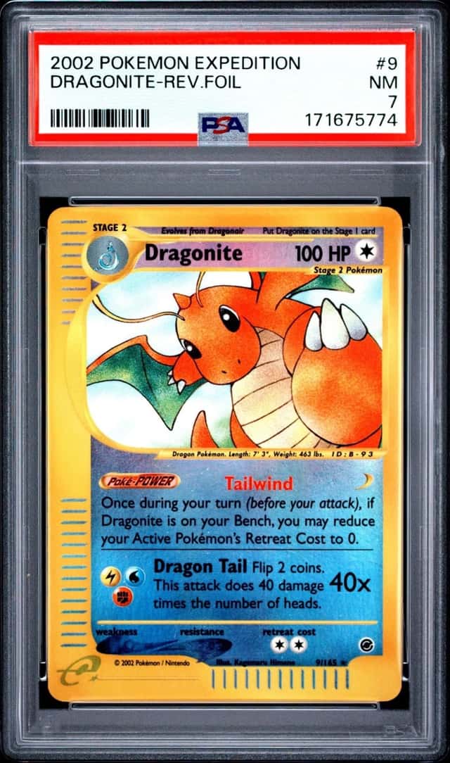 Pokemon Dragonite Reverse Holo Expedition 9/165 PSA 7