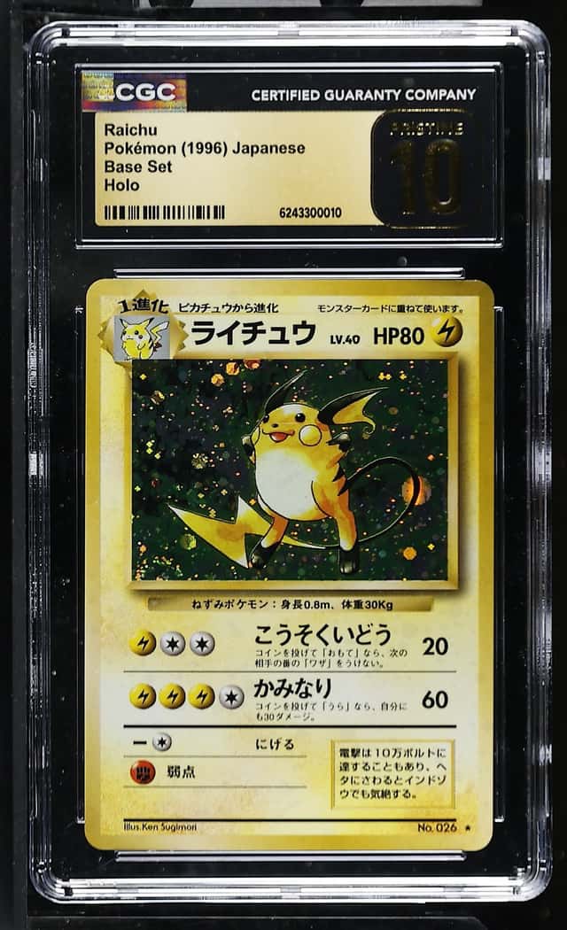 Pokemon Raichu Base Set Holo Japanese CGC 10 Pristine