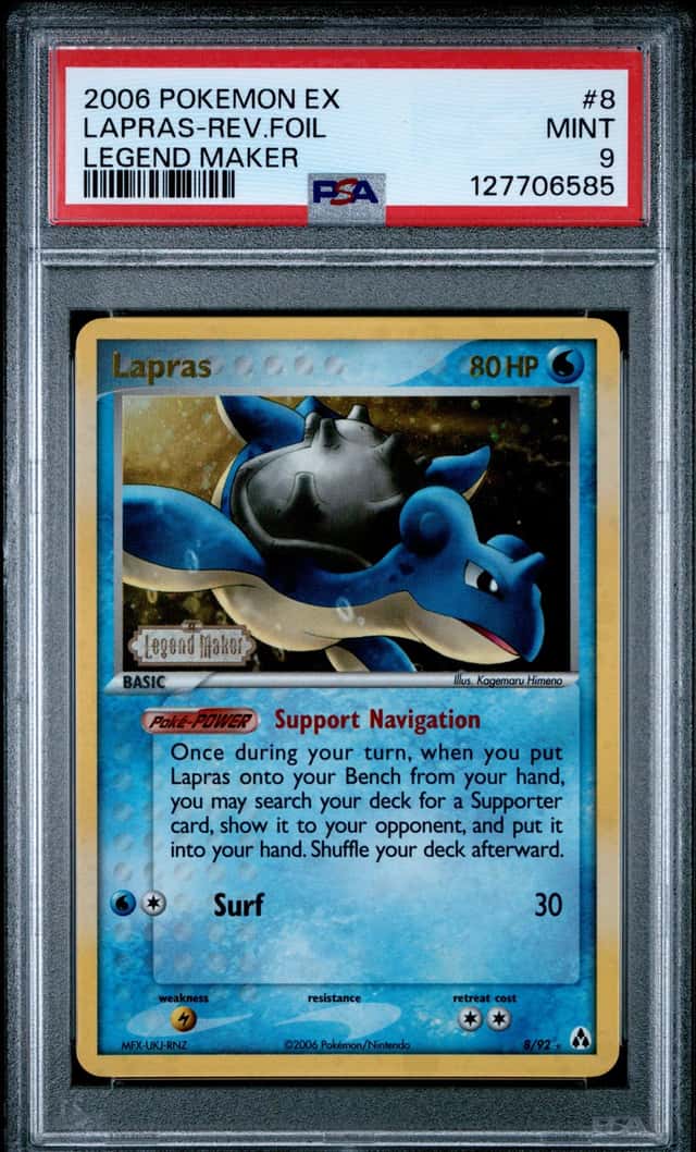 Pokemon Lapras Reverse Holo Legend Maker 8/92 PSA 9 Mint