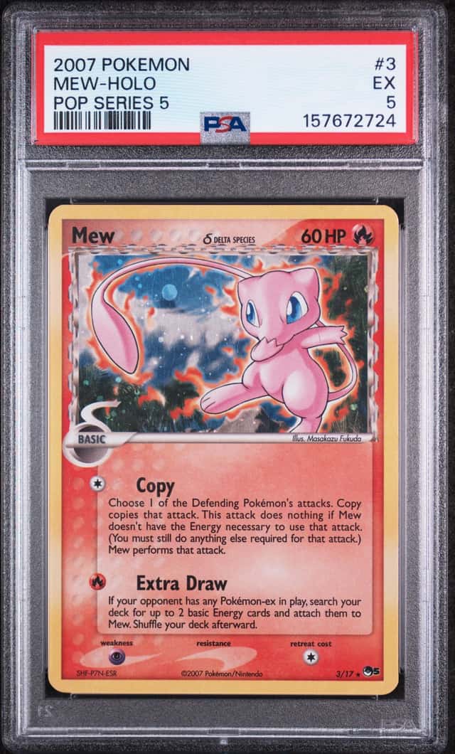 Pokemon Mew Holo Pop Series 5 3/17 CORRECTED PSA 5