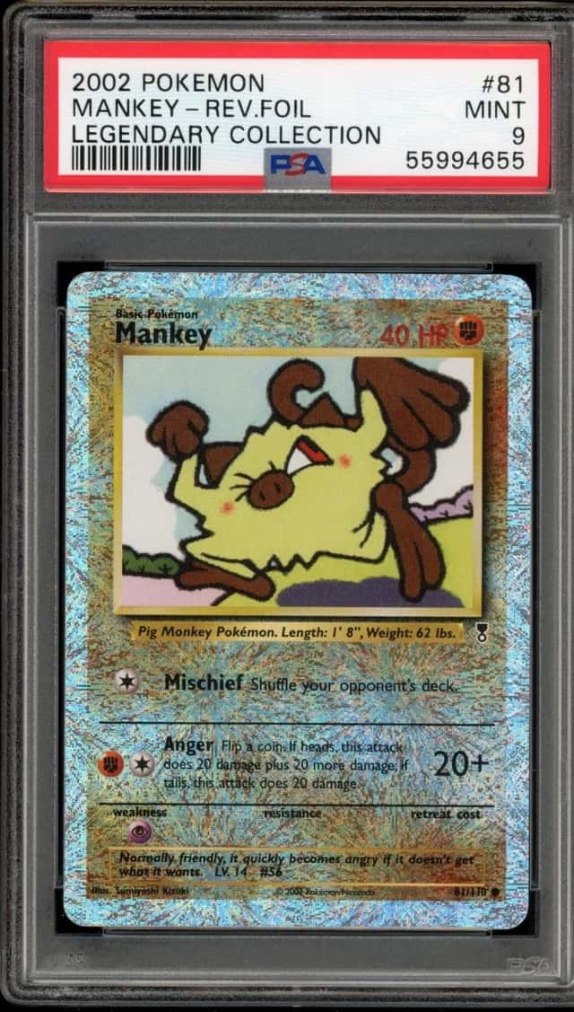Pokemon Mankey Reverse Holo Legendary Coll. 81 PSA 9 Mint
