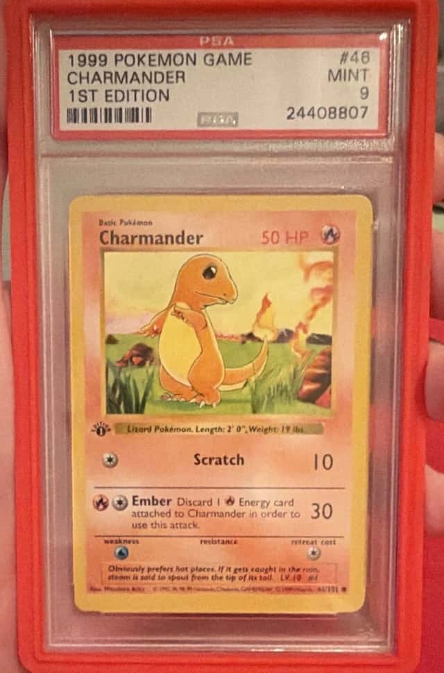 Pokemon WOTC Charmander 46/102 Base Set Shadowless 1st Edition 1999 PSA 9 guard