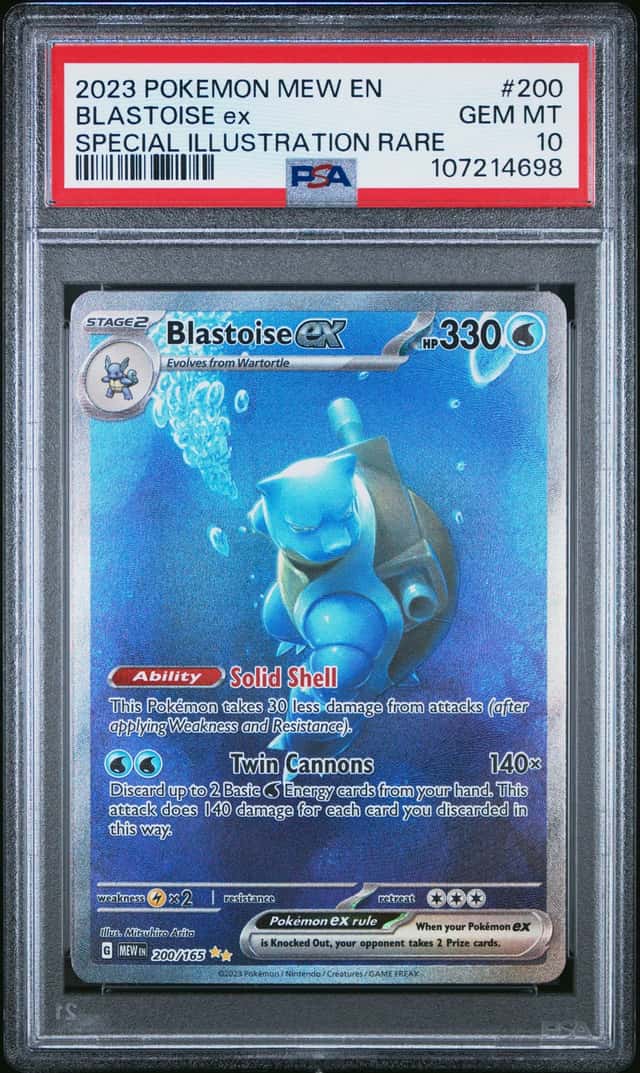 PSA 10 Pokémon TCG Blastoise ex 200/165 SV 151 SIR Holo English Cert