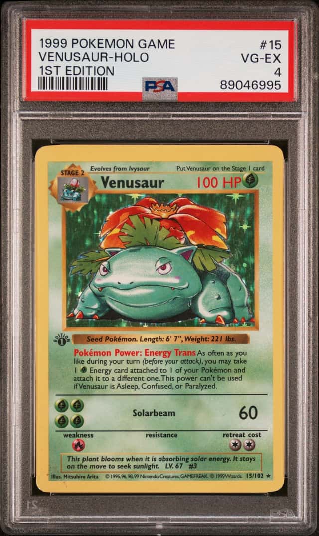 Pokemon Venusaur Holo Base Set 15/102 1st Edition PSA 4