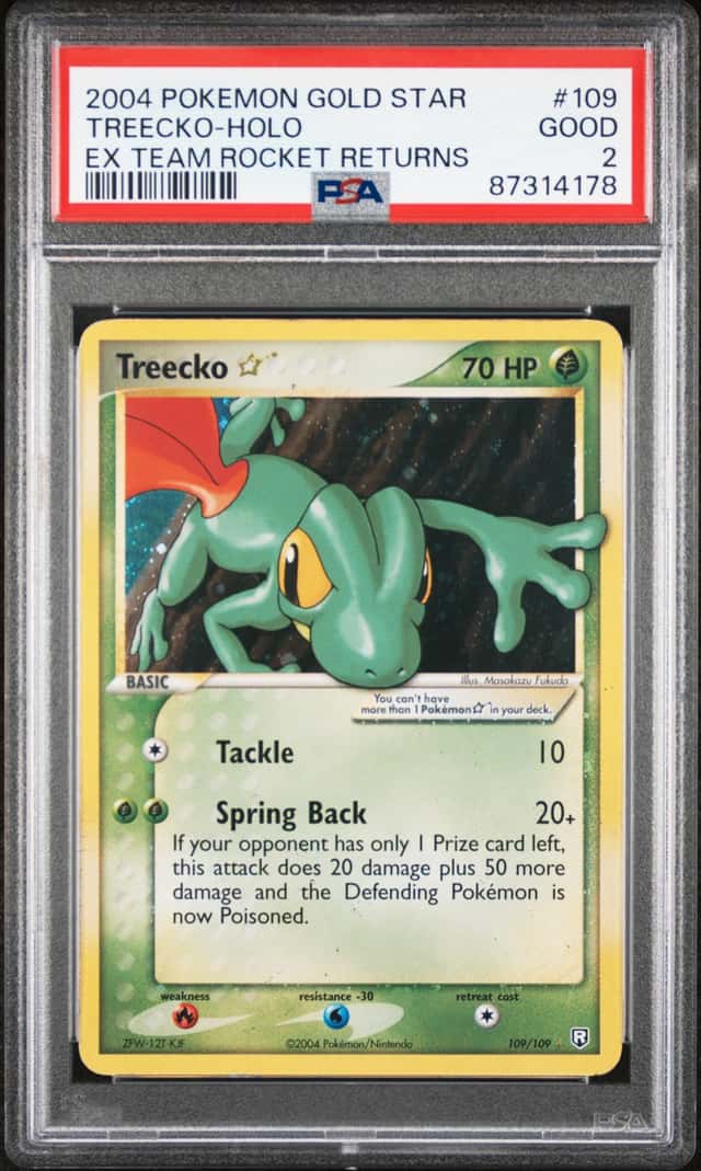 Pokemon Treecko Holo Team Rocket Returns 109/109 Gold Star PSA 2