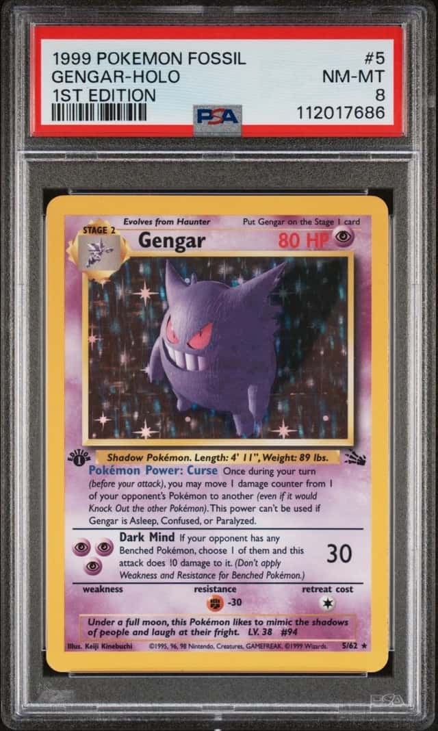 Pokemon Gengar Holo Fossil 5/62 1st Edition PSA 8
