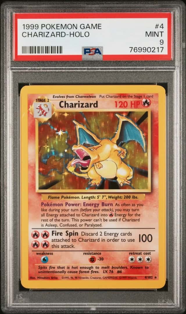 Pokemon Charizard Holo Base Set Unlimited 4/102 PSA 9 Mint