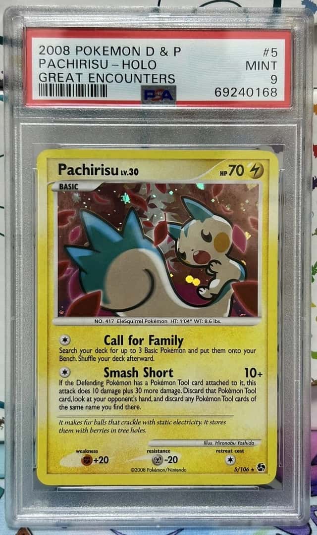 2008 Pokemon Diamond & Pearl Great Encounters Pachirisu Holo 5/106 PSA 9 POP 107