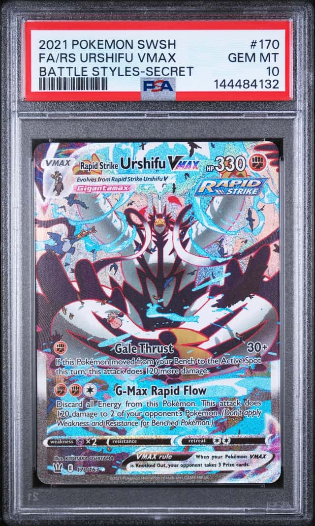 2021 POKEMON SWSH BATTLE STYLES RAPID STRIKE #170/163 URSHIFU VMAX SEC PSA 10