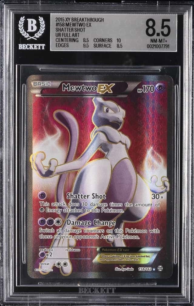 2015 POKEMON XY BREAKTHROUGH SHATTER SHOT UR FULL ART #158 MEWTWO EX BGS 8.5