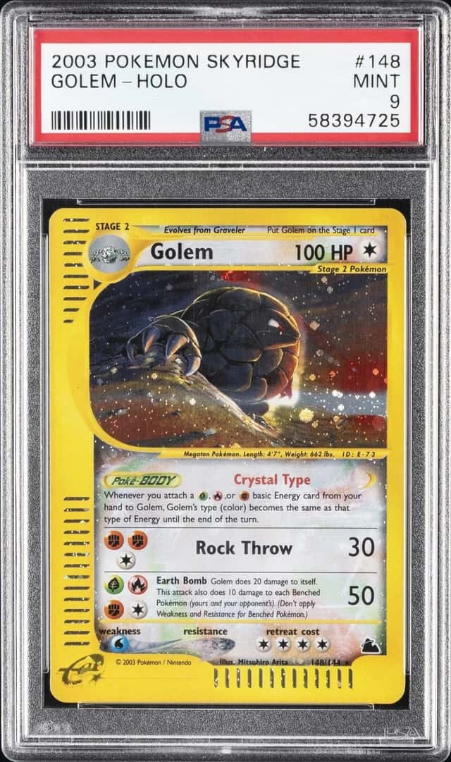 2003 POKEMON SKYRIDGE #148 GOLEM-HOLO PSA 9