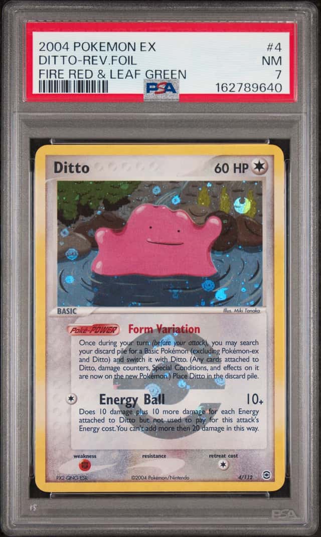 2004 POKEMON EX FIRE RED & LEAF GREEN #4 DITTO-REVERSE FOIL PSA 7