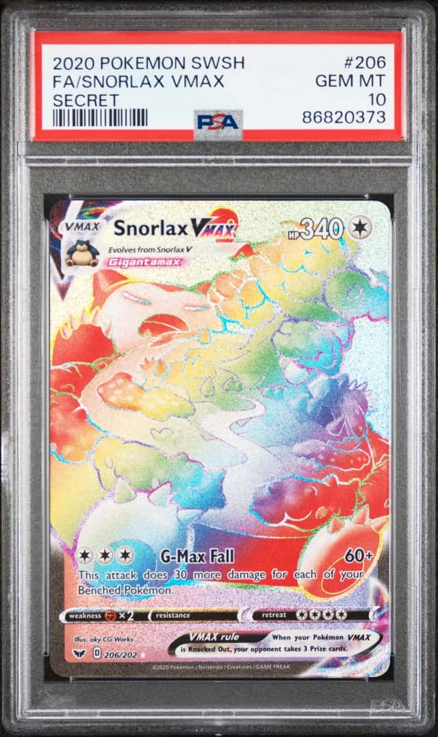 Pokemon Snorlax VMAX 206/202 SWSH Base Set Full Art Rainbow Rare