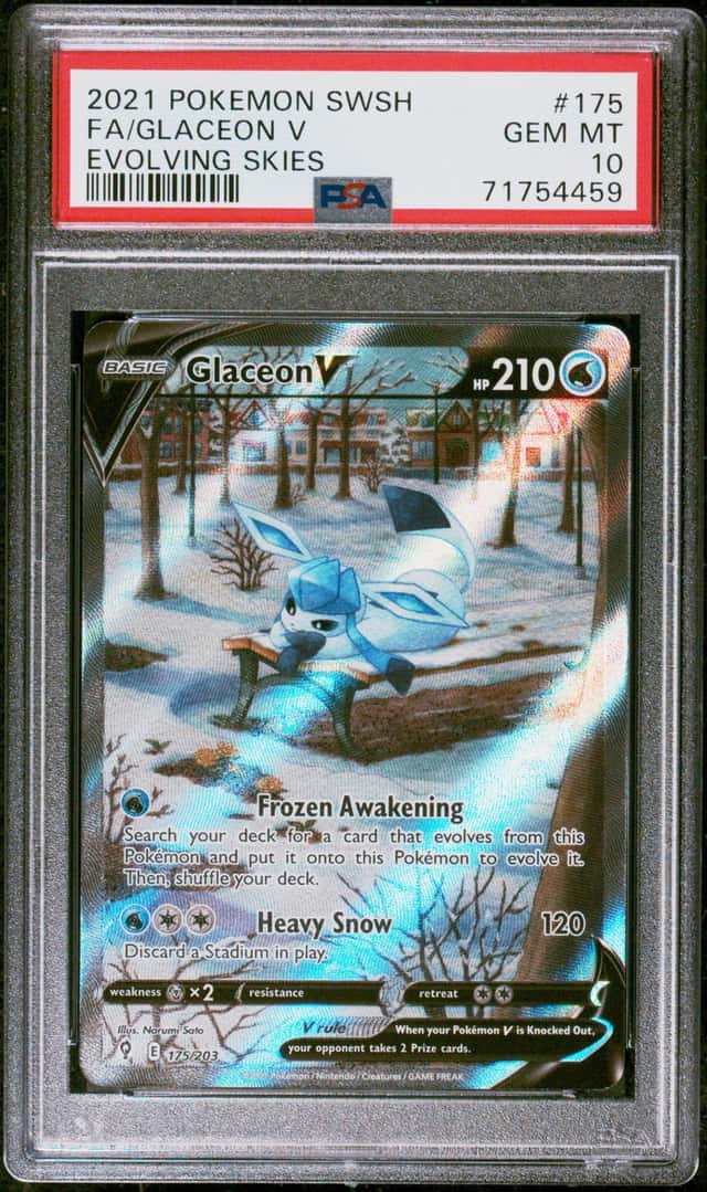 2021 POKEMON SWSH EVOLVING SKIES #175 GLACEON V FULL ART PSA 10