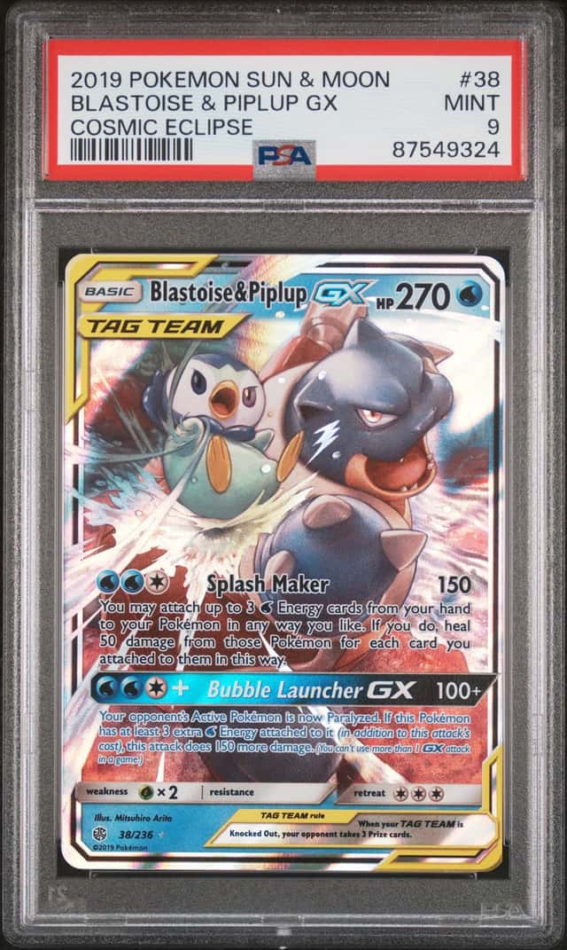 2019 Pokémon Sun & Moon Blastoise & Piplup GX 38/236 Cosmic Eclipse