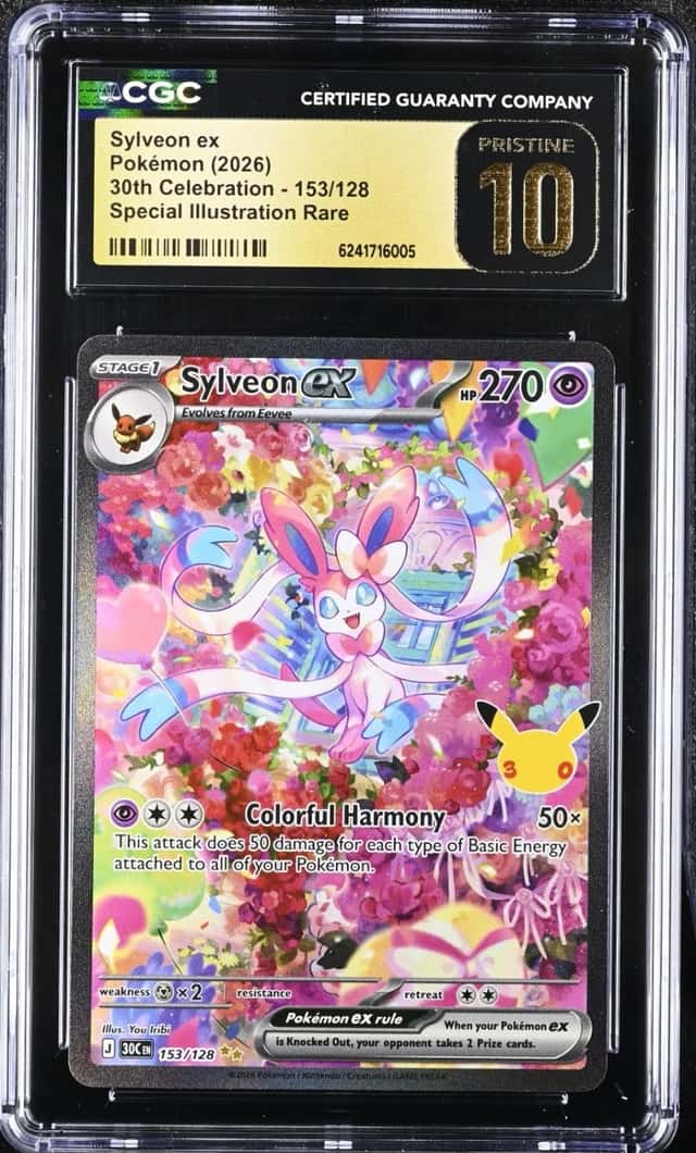 CGC 10 Pristine Sylveon ex 153/128 SIR Pokemon Celebration 30th Anniversary 30C