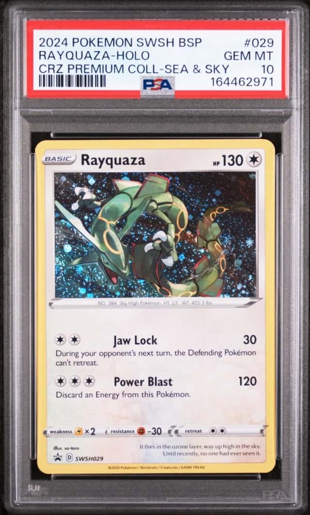 2024 POKEMON PROMO CROWN ZENITH PREMIUM COLLECTION #029 RAYQUAZA-HOLO PSA 10