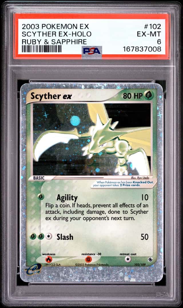 PSA 6 - Pokemon Card - Ruby & Sapphire 102/109 - SCYTHER EX (holo-foil) - EX-MT