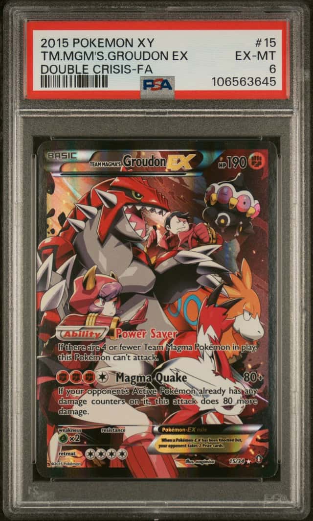 Team Magma's Groudon EX 15/34 Double Crisis Holo Pokémon art card psa graded nm