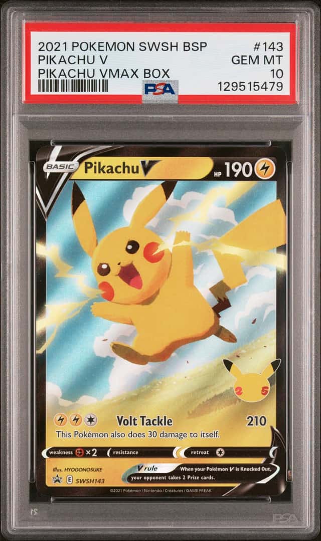 PIKACHU V 2021 POKEMON SWSH BLACK STAR PROMO #143 PIKACHU VMAX BOX PSA 10 GEM