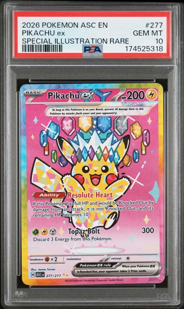 2026 POKEMON ASC EN-ASCENDED HEROES SPECIAL ILLUSTRATION RARE PIKACHU EX PSA 10