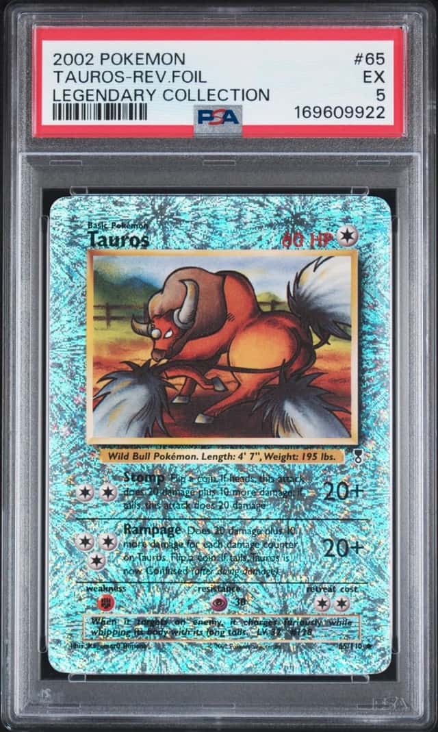 2002 POKEMON LEGENDARY COLLECTION #65 TAUROS-REVERSE FOIL PSA 5