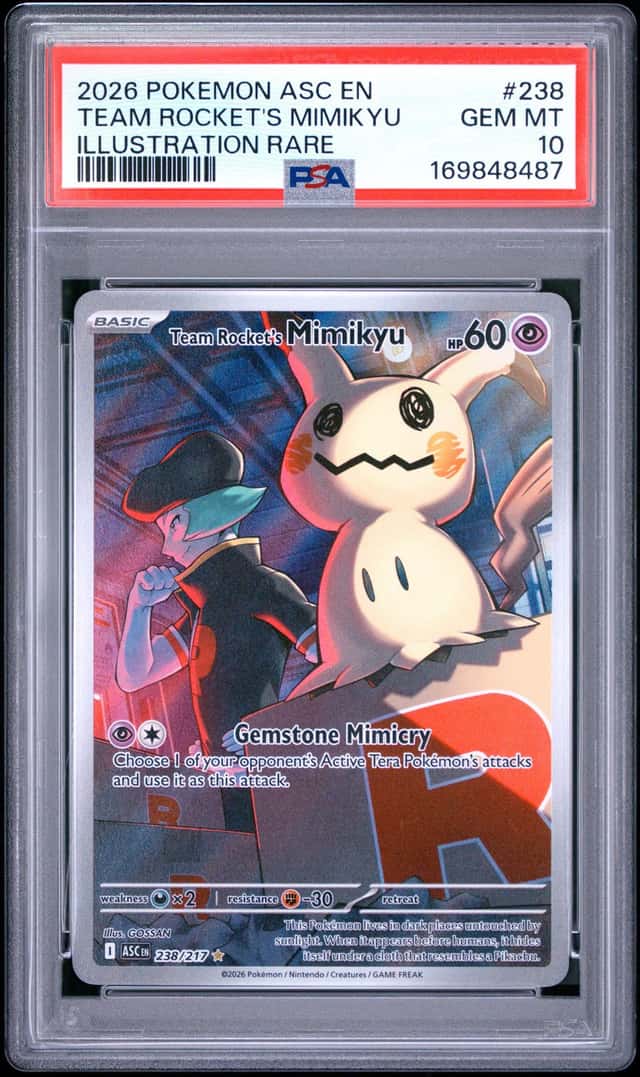 2026 POKEMON ASCENDED HEROES ILLUSTRATION RARE TEAM ROCKET'S MIMIKYU PSA 10