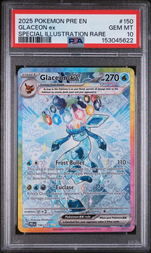 2025 POKEMON PRISMATIC EVOLUTIONS SPECIAL ILLUSTRATION RARE GLACEON EX PSA 10