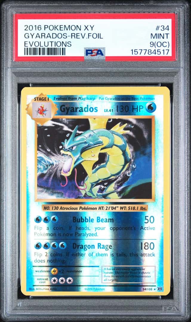 157784517 Gyarados 2016 Pokemon XY Evolutions #34/108 Reverse Holo PSA 9 (OC)