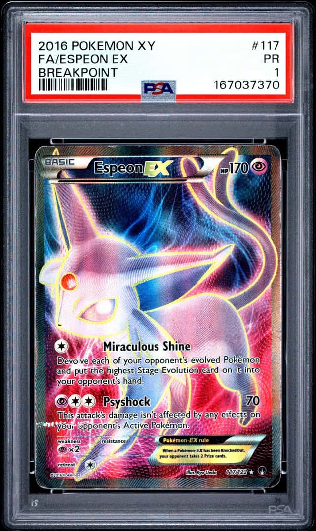 2016 Pokemon XY Breakpoint #117 Full Art Espeon EX PSA 1 PR