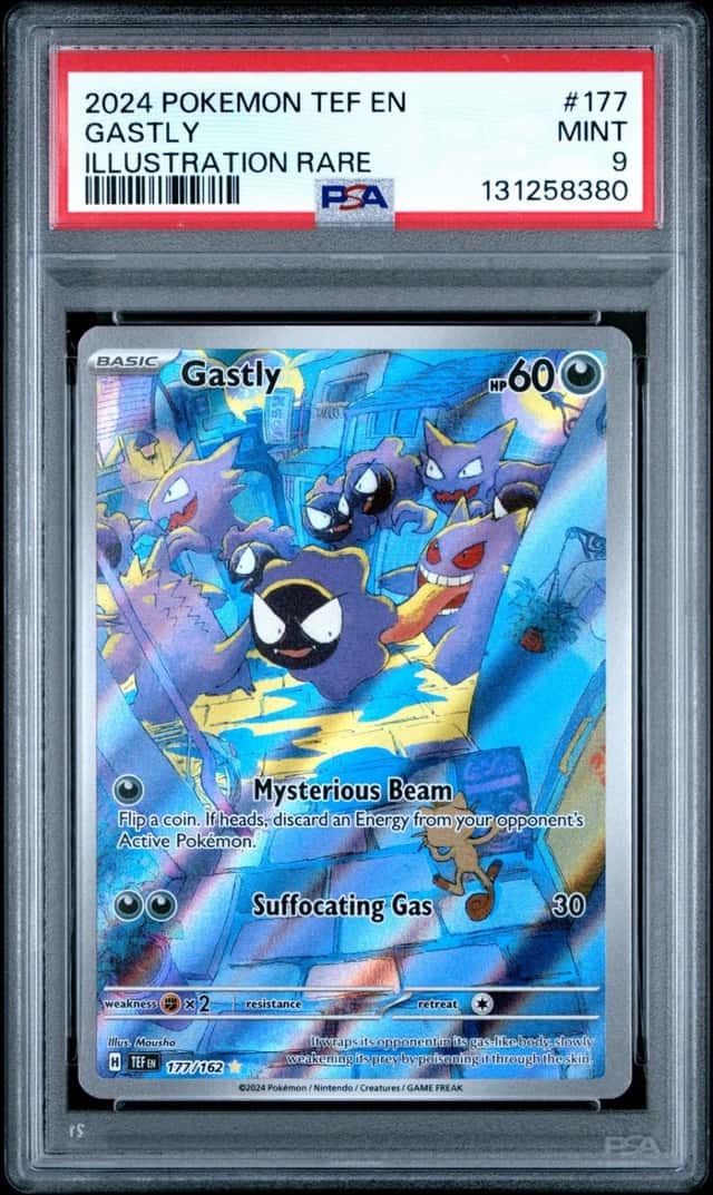2024 POKEMON TEF EN-TEMPORAL FORCES ILLUSTRATION RARE #177 GASTLY PSA 9
