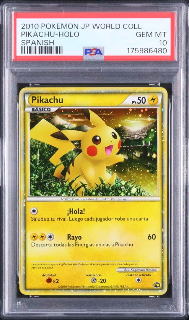 2010 Pokemon Spanish Pikachu Promo Holo Pikachu World Collection PSA 10