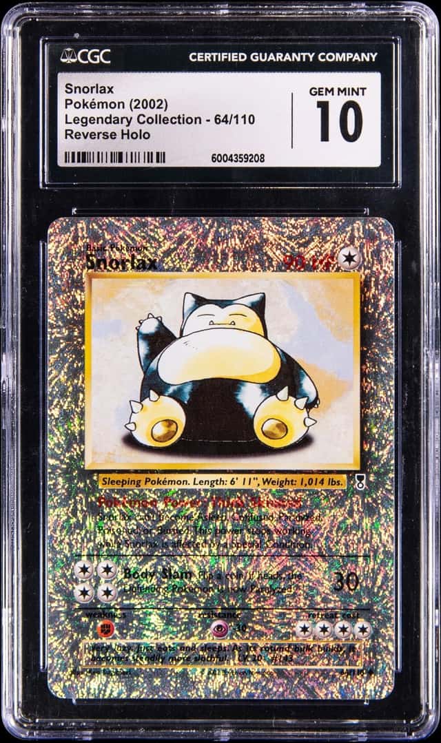 2002 Pokemon Legendary Collection Reverse Holo #64 Snorlax - CGC GEM MINT 10