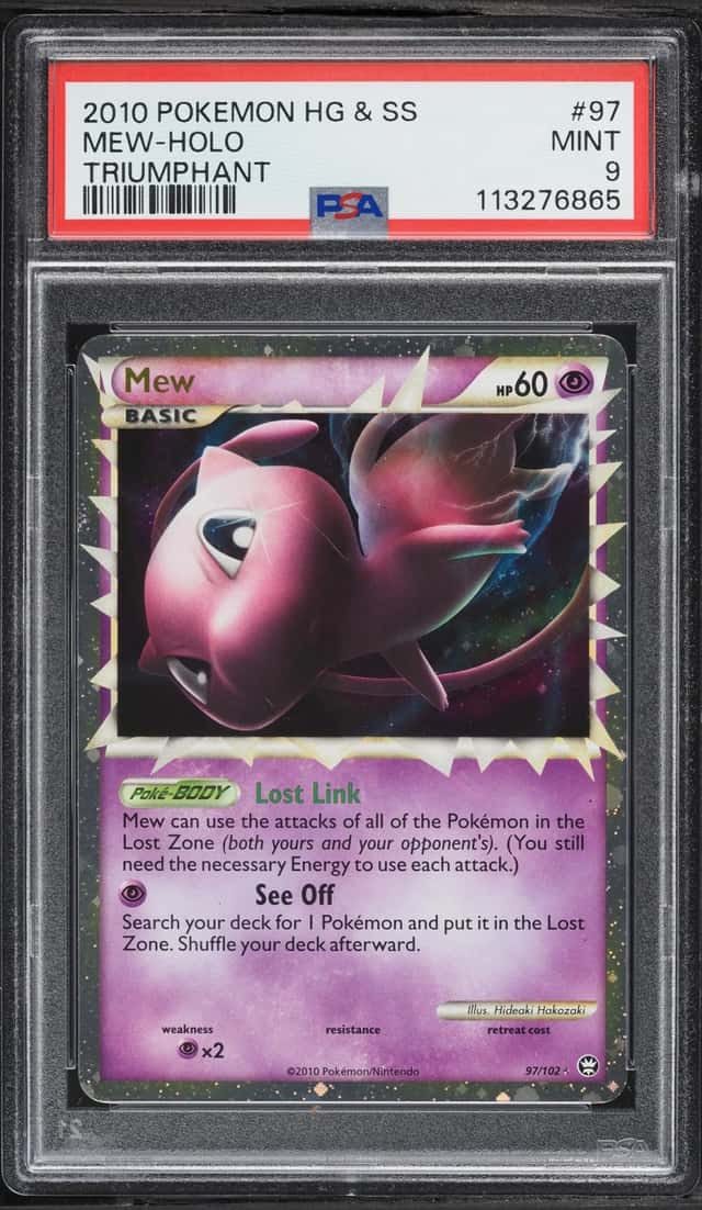 2010 Pokemon HeartGold & SoulSilver Triumphant Prime Holo Mew #97 PSA 9 MINT