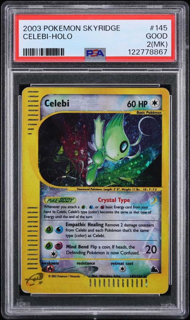 2003 Pokemon Skyridge Holo Crystal Celebi #145 PSA 2(mk) GD