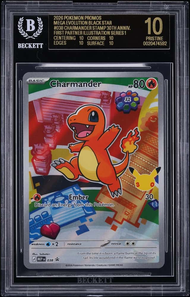 2026 Pokemon Mega Promo First Partner Illustration 1 Full Art Charmander #98 BGS 10 BLACK LABEL