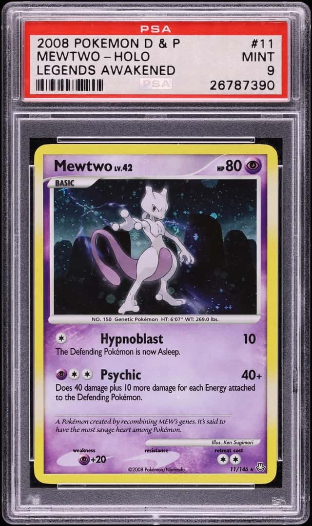 2008 Pokemon Diamond & Pearl Legends Awakened Holo Mewtwo #11 PSA 9 MINT